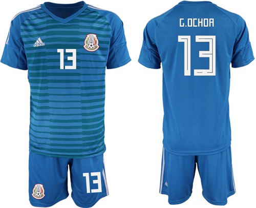 Mexico #13 G.Ochoa Blue Goalkeeper Soccer Country Jersey